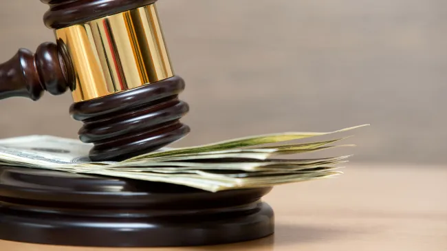 cash on judge's gavel